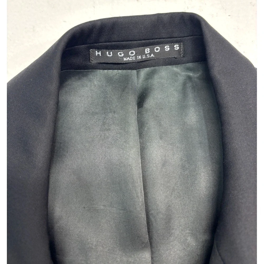 vtg 90s Hugo Boss 44L‎ Zeus Black Double Breasted Blazer Jacket Sport Coat USA